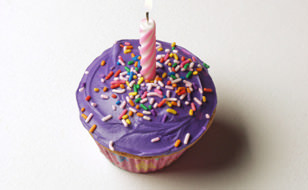 Purple Cupcake with Candle in it