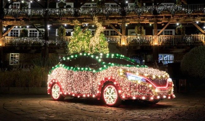 Nissan Car Decorated For Christmas