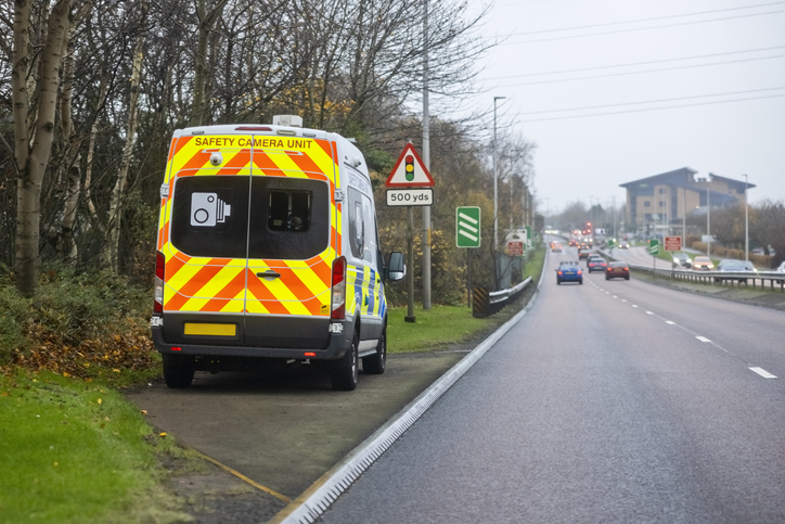 Traffic van enforcing rules of the road