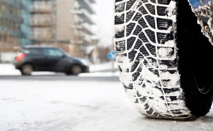 Car Tyre in the Snow