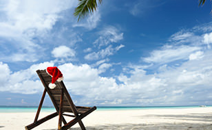 Deck Chair with a Santa Hat