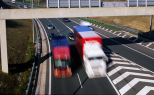 Fleet Of Haulage Vehicles On The Road