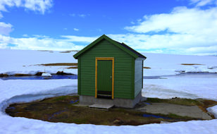 Green House Isolated In The Snow