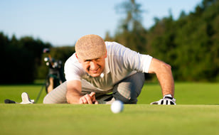 lining up a golf ball