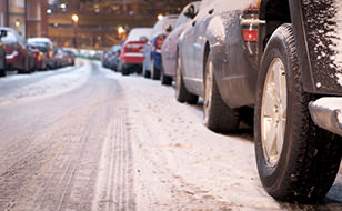 Cars Parked in the Snow