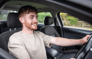 Man driving happy