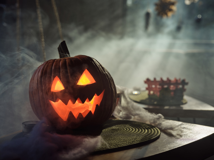 A carved halloween pumpkin