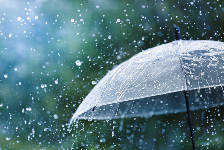 An umbrella in the rain